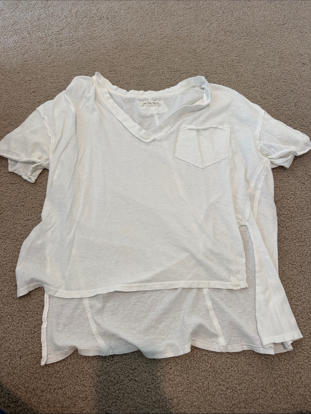 Free People White Lightweight Layered V-Neck Tee